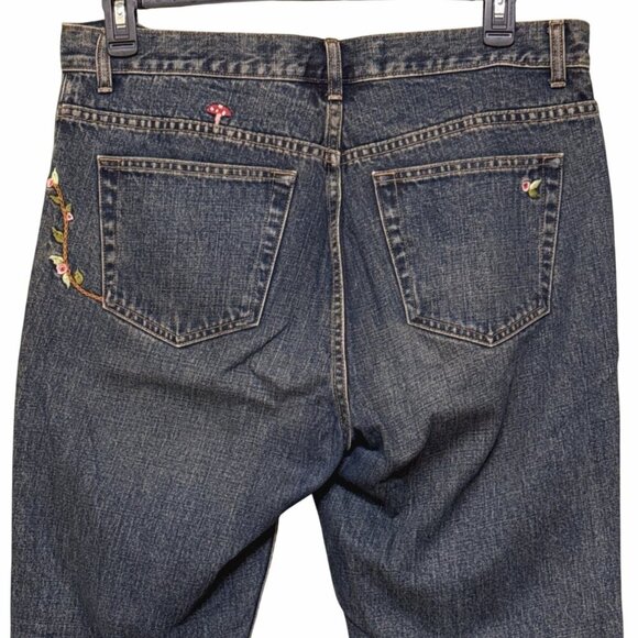 Gap Vintage 2002 Boot Cut Jeans Embroidery Flowers Mushroom Button Fly Size 14R - Picture 11 of 16